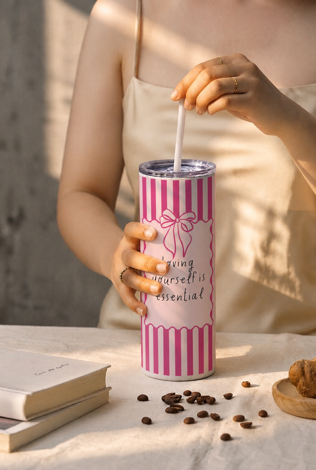 Colossal Tumbler 700ML with Straw | Self Love Candy Print | Double Walled Insulated Hot & Cold Tumbler 7–8 Hours