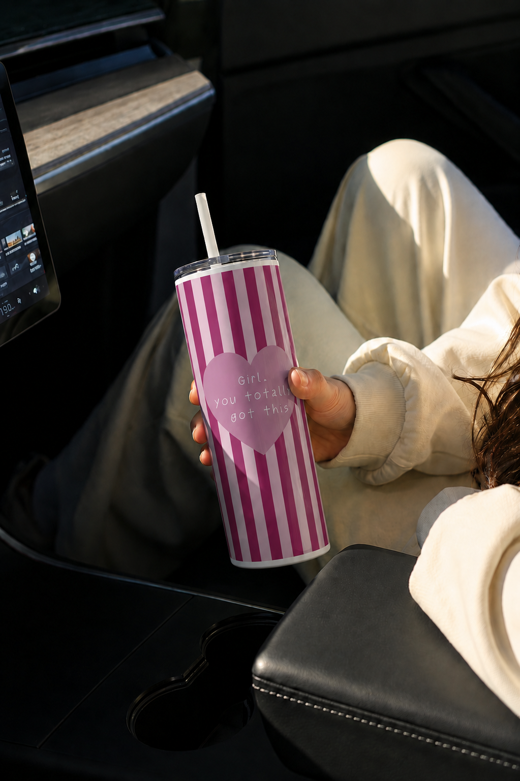 Colossal Tumbler 700ML with Straw | Pink Power Print | Double Walled Insulated Hot & Cold Tumbler 7–8 Hours