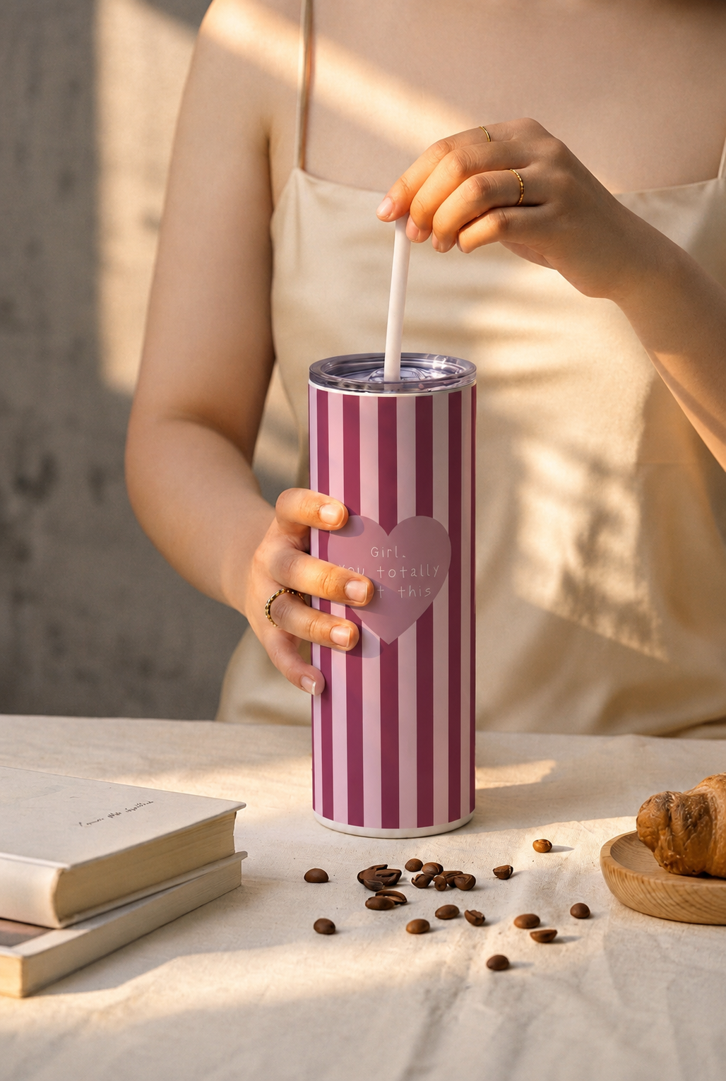 Colossal Tumbler 700ML with Straw | Pink Power Print | Double Walled Insulated Hot & Cold Tumbler 7–8 Hours