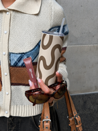 Colossal Tumbler 700ML with Straw | Mocha Wave Print |Double Walled Insulated Tumbler 7-8 hrs