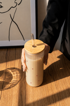 Frosted Grande Sipper 650ml| Essential Hearts Print| 20oz Tall Tumbler with Straw and Lid