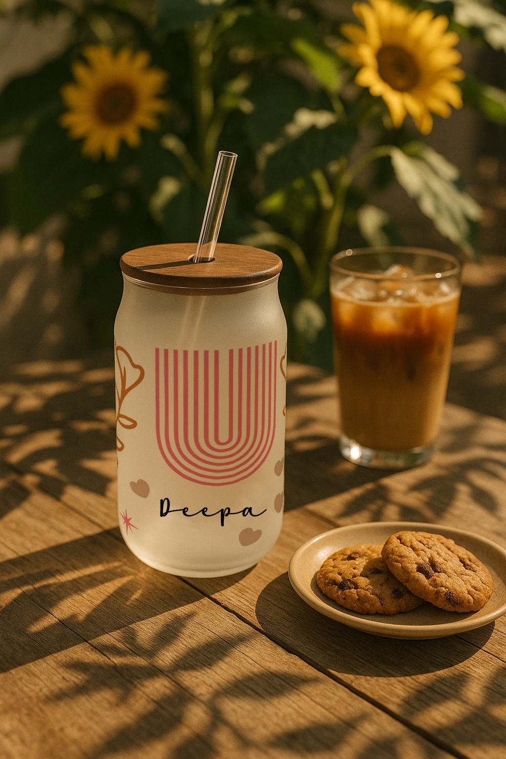 Personalized Boho Soul Frosted Glass Can Sipper 500ml – Coffee Tumbler with Straw & Lid