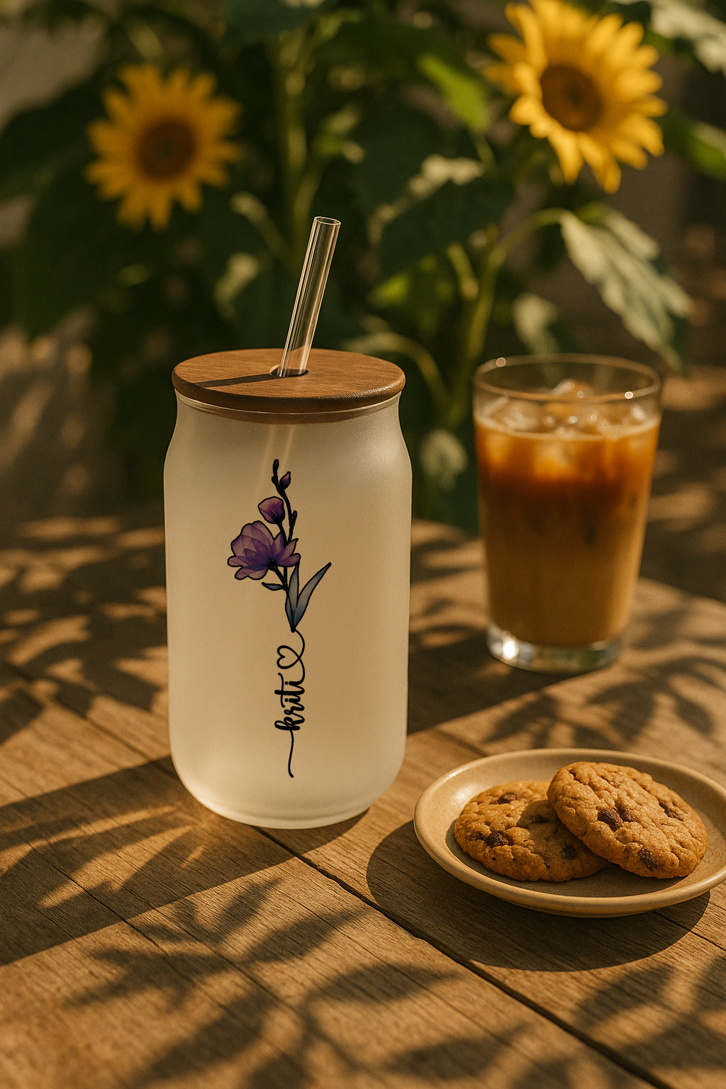 Personalized Eversoft Frosted Glass Can Sipper 500ml – Coffee Tumbler with Straw & Lid