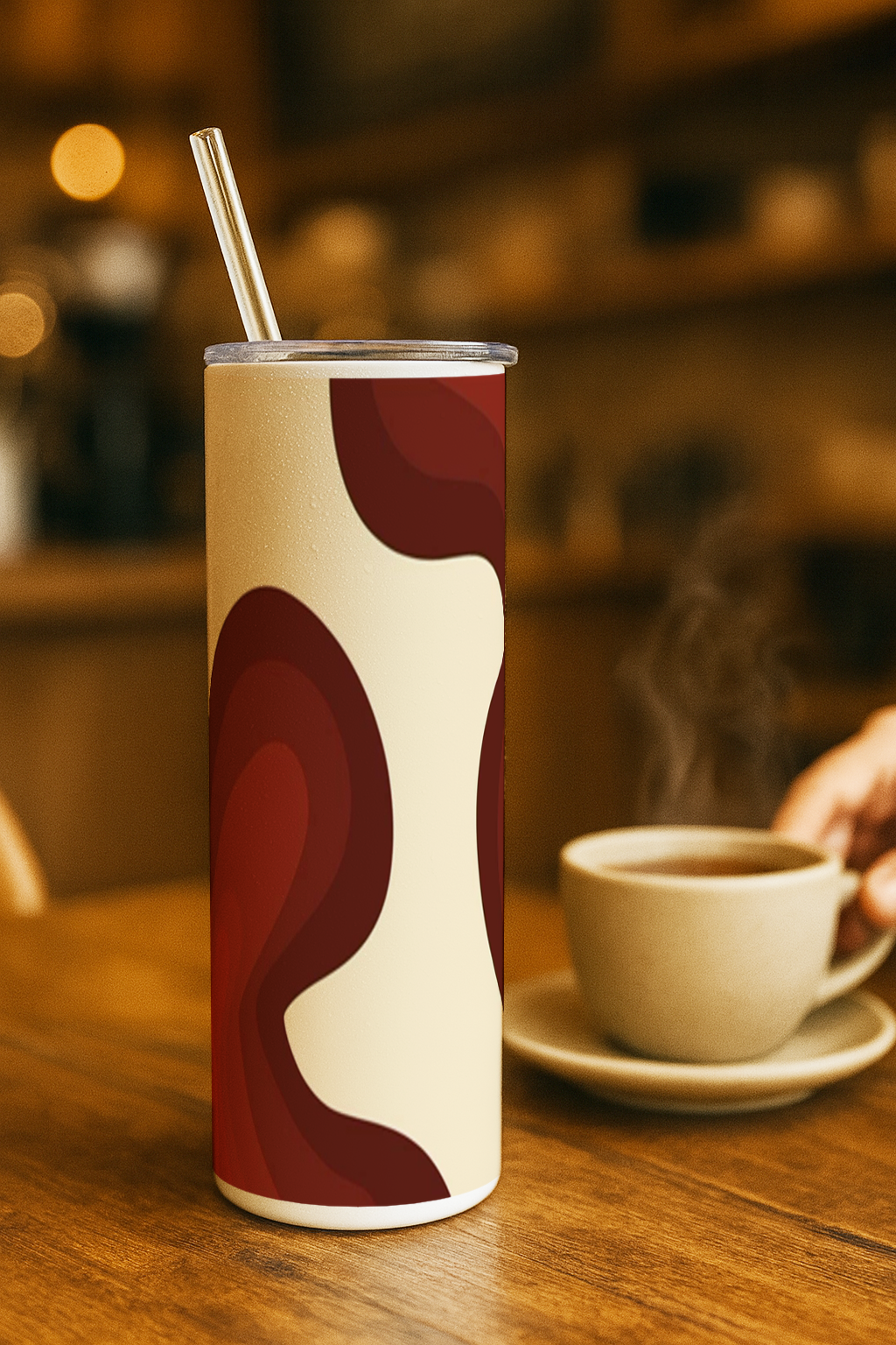 Colossal Tumbler 700ML with Straw | Maroon Mirage Print |Double Walled Insulated Tumbler 7-8 hrs (Copy)