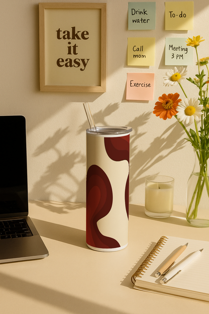 Colossal Tumbler 700ML with Straw | Maroon Mirage Print |Double Walled Insulated Tumbler 7-8 hrs (Copy)