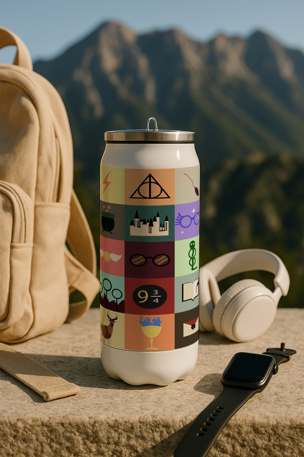 Ivora Metal Can Sipper 450 ML| Metal Cans 450 ML | Harry Potter Wizardry Print | Double Walled Hot And Cold Tumbler