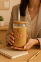 Personalized Clear Can Sipper 500ml|Name Customized| Coffee Glass Tumbler with straw and lid 22oz