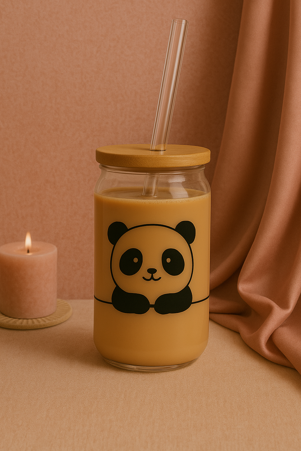 Can Shaped Sipper 500ml| Panda Print | 18oz Can Tumbler with lid, straw and coaster.