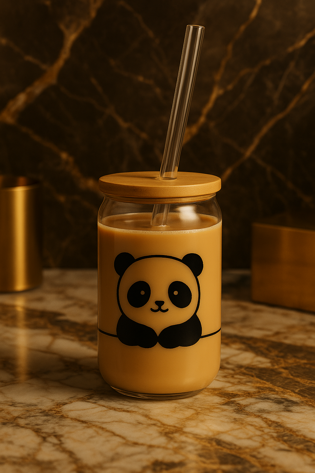 Can Shaped Sipper 500ml| Panda Print | 18oz Can Tumbler with lid, straw and coaster.