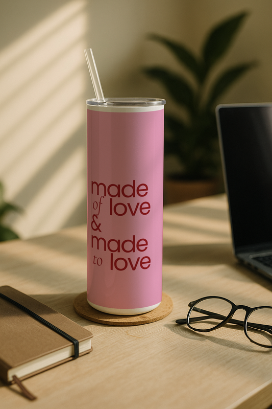 Colossal Tumbler 700ML with Straw | Made of Love Print |Double Walled Insulated Tumbler 7-8 hrs