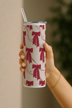 Colossal Tumbler 700ML with Straw| Merry bows Print |Double Walled Insulated Tumbler 7-8 hrs