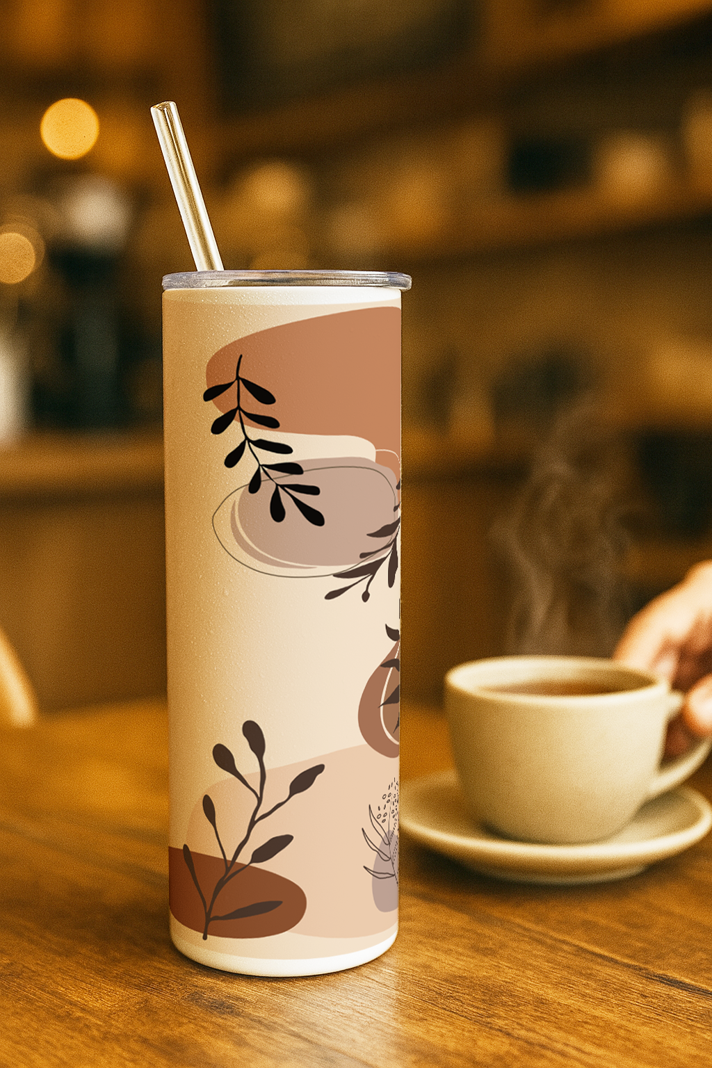 Colossal Tumbler 700ML with Straw| Artisan Vibes Print |Double Walled Insulated Tumbler 7-8 hrs