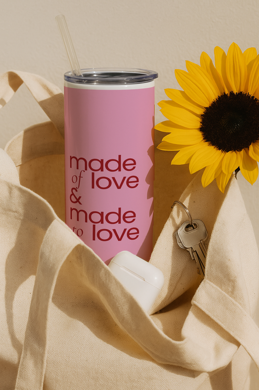 Colossal Tumbler 700ML with Straw | Made of Love Print |Double Walled Insulated Tumbler 7-8 hrs