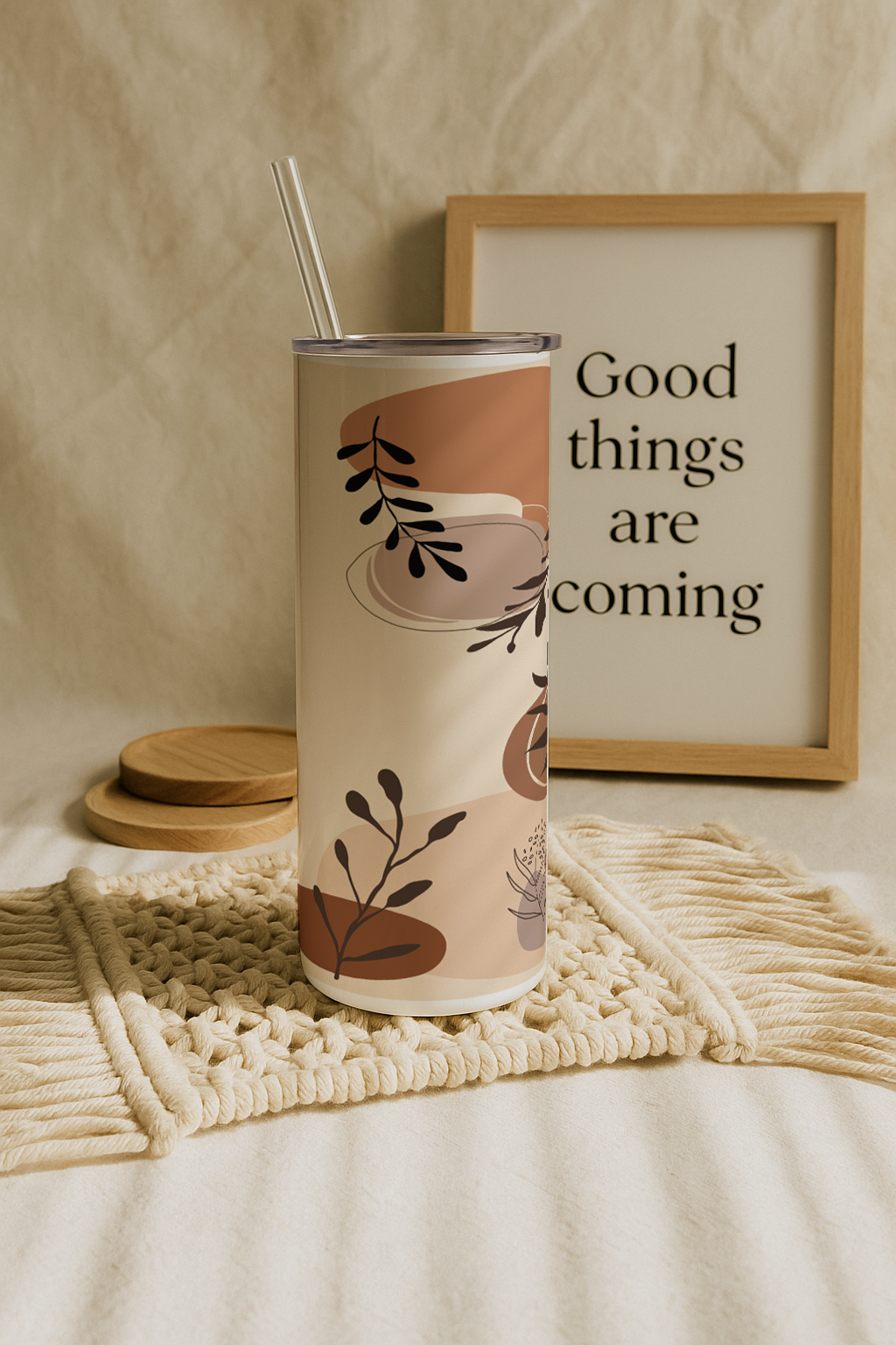 Colossal Tumbler 700ML with Straw| Artisan Vibes Print |Double Walled Insulated Tumbler 7-8 hrs
