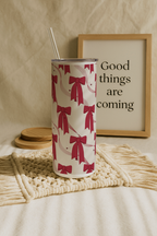 Colossal Tumbler 700ML with Straw| Merry bows Print |Double Walled Insulated Tumbler 7-8 hrs