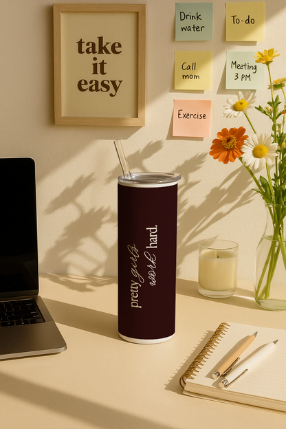 Colossal Tumbler 700ML with Straw | Boss Babe Print |Double Walled Insulated Tumbler 7-8 hrs