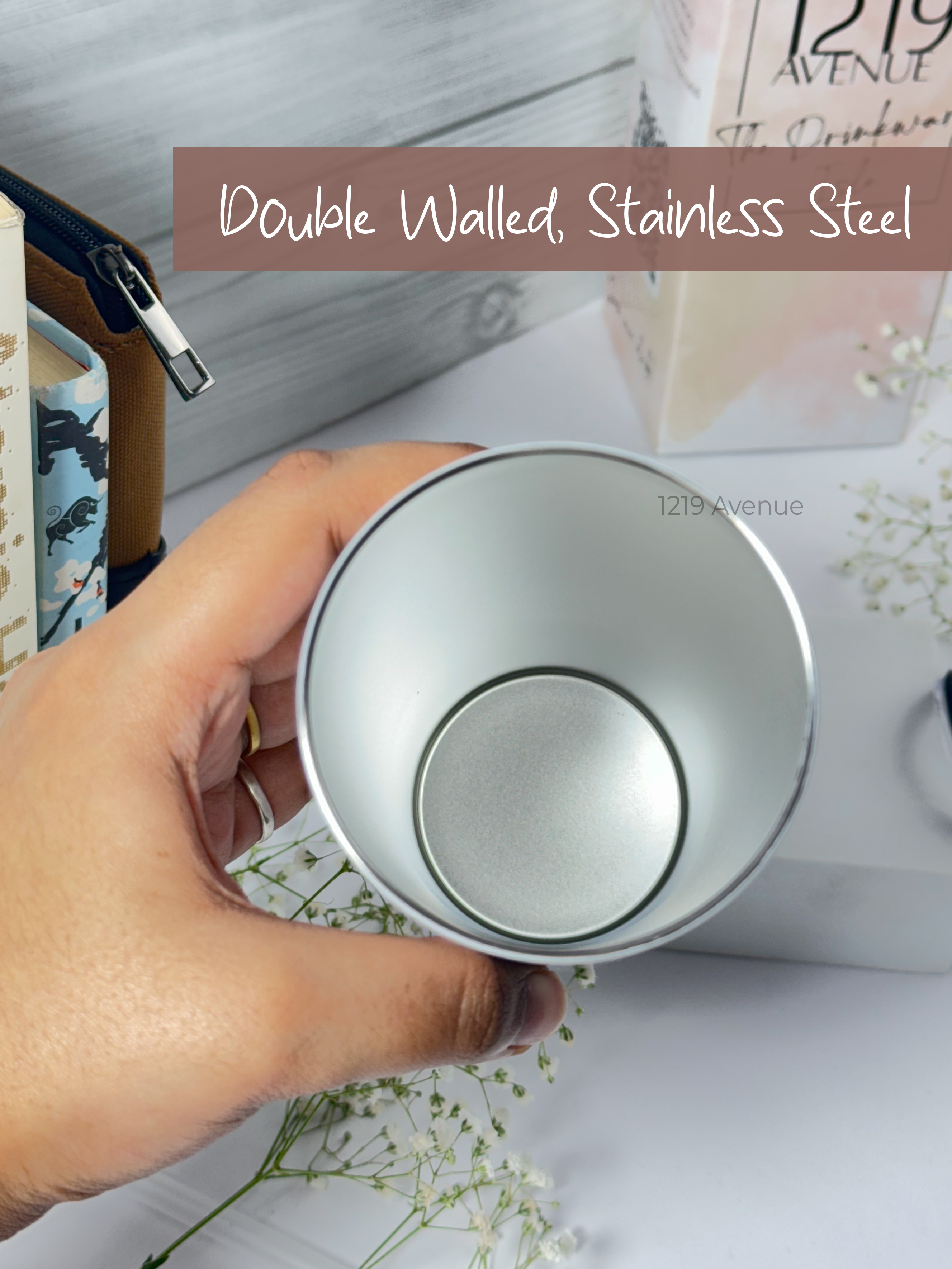 Colossal Tumbler 700ML with Straw| Blue Ghingham Bows Beauty Print |Double Walled Insulated Tumbler 7-8 hrs