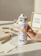 Personalised Lumi Insulated Premium Water Bottle 650ml – Enchanted Petals Print | 12+ Hours Hot & Cold | 2-Way Lid