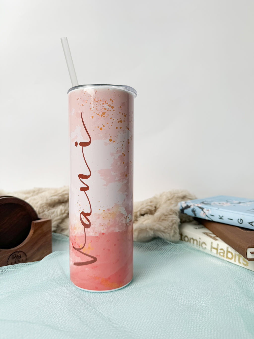 Personalized Colossal Tumbler 700ml with Straw | Dreamy Cascade Name Custom Print| Double Walled Insulated Tumbler 7-8 hrs