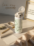 Personalised Lumi Insulated Premium Water Bottle 650ml – Emerald Ribbons Print | 12+ Hours Hot & Cold | 2-Way Lid