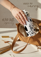 Personalised Lumi Insulated Premium Water Bottle 650ml – Noir Hearts Print | 12+ Hours Hot & Cold | 2-Way Lid