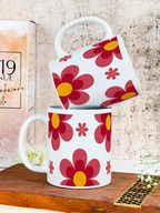 Ceramic White Mug 350ml | Retro Bloom | Pocket Picks Mugs