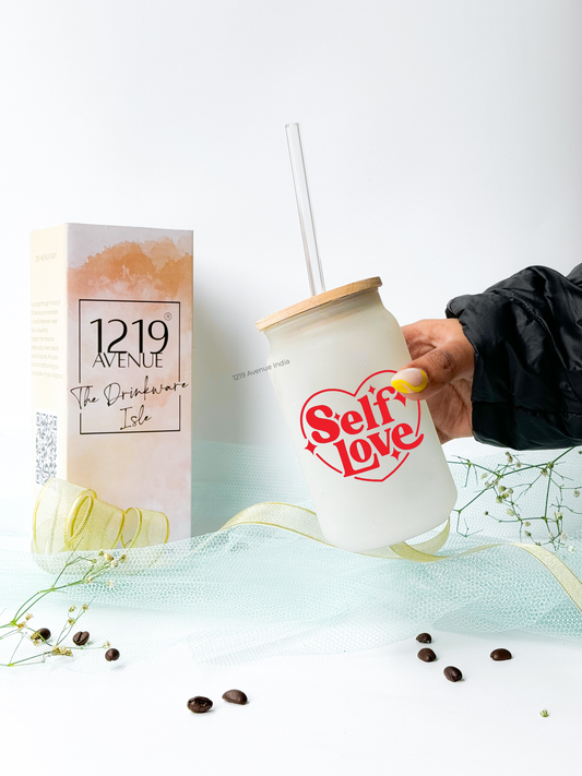 Frosted Can Shaped 500ml| Self Love Print| 17oz Can Tumbler with Straw and Lid