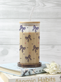 Frosted Ripple Taille Sipper 500ml| Lilac Bows Print | 18oz Ripple Frosted Glass Tumbler with lid and straw