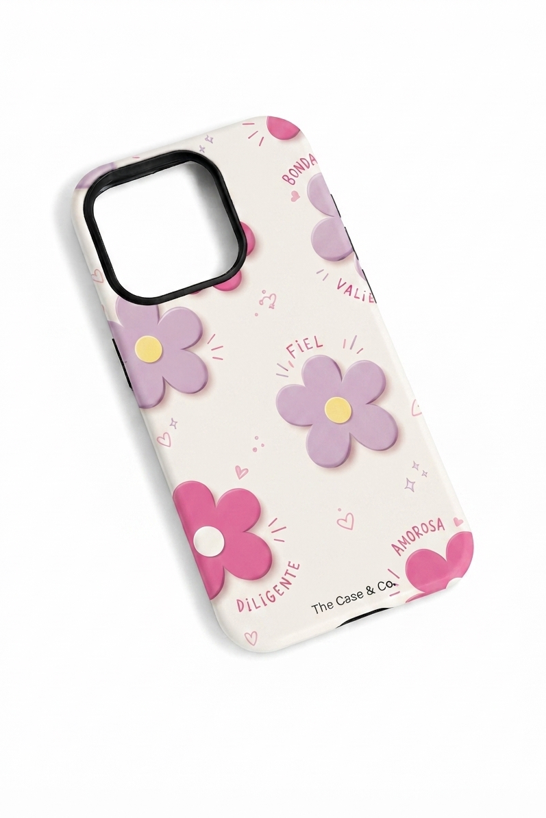 Cloud Skin Case for iPhone 14 to 17 Series| Flores Con Amor Print | Premium 3D Hard Shell Cover