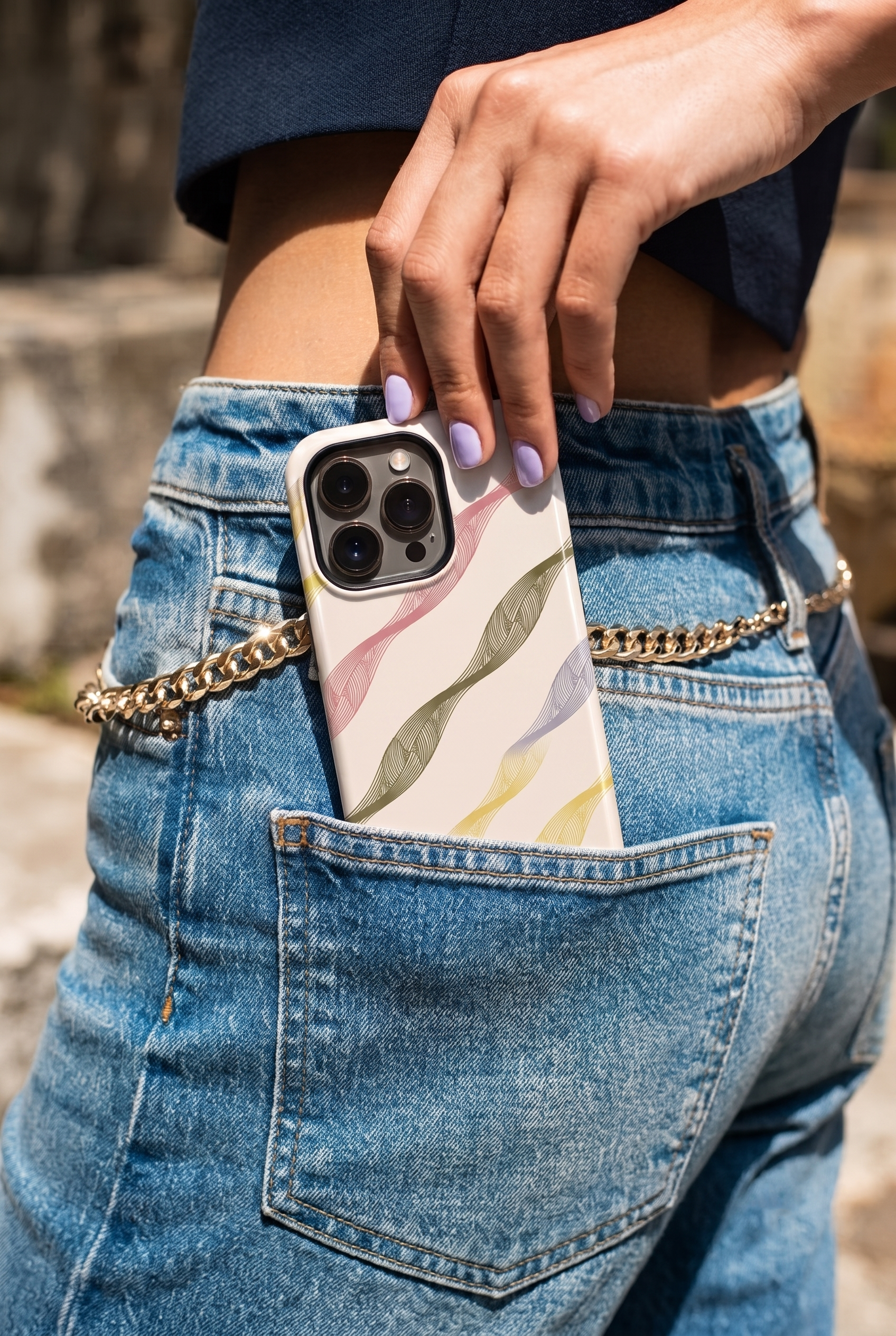 Cloud Skin Case for iPhone 14 to 17 Series| Rhythmic Ribbons Print | Premium 3D Hard Shell Cover