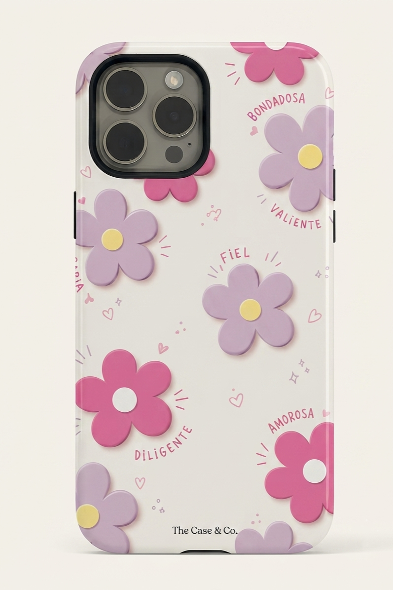 Cloud Skin Case for iPhone 14 to 17 Series| Flores Con Amor Print | Premium 3D Hard Shell Cover