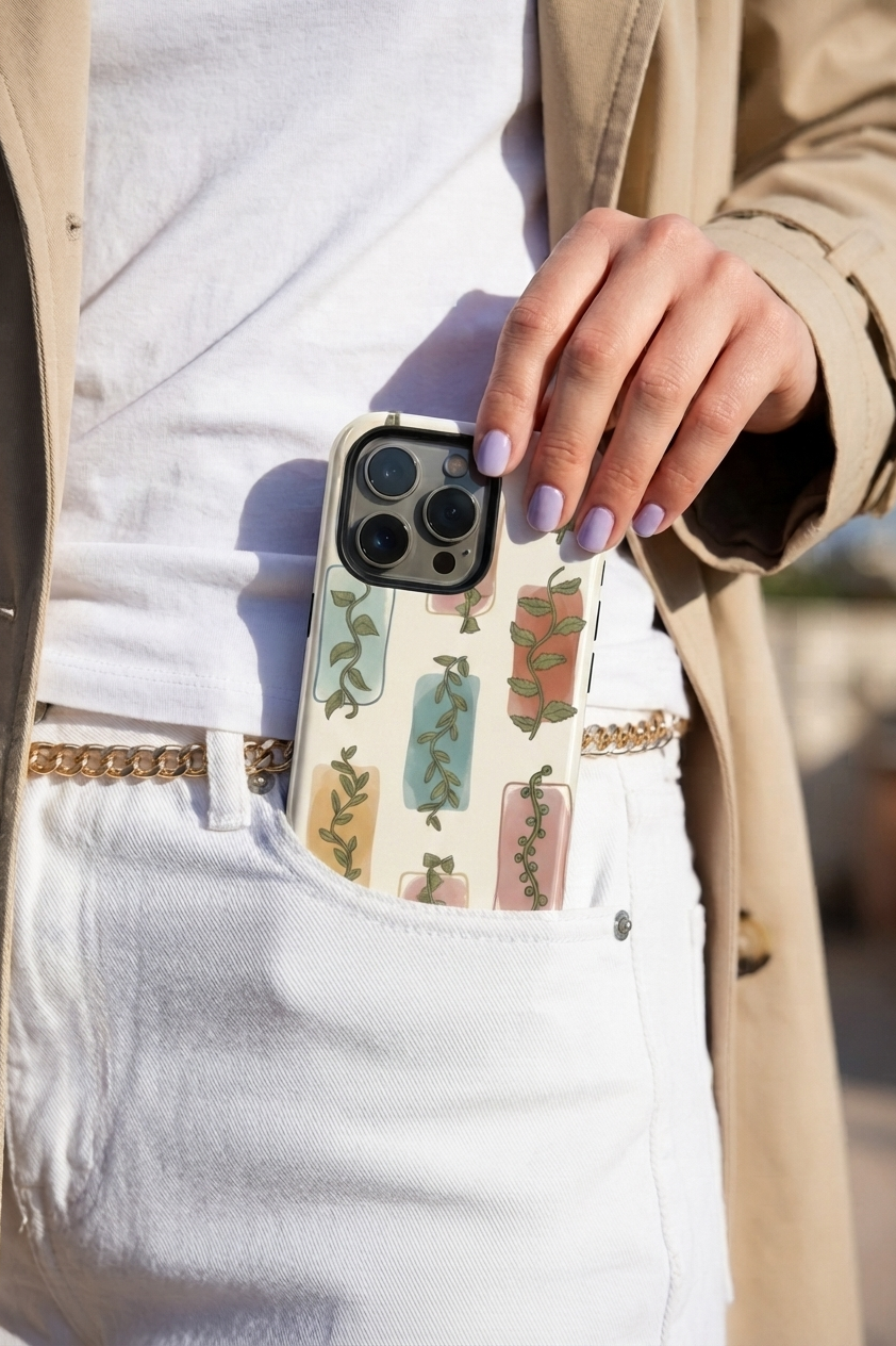 Cloud Skin Case for iPhone 14 to 17 Series|  Leaf & Light Print | Premium 3D Hard Shell Cover
