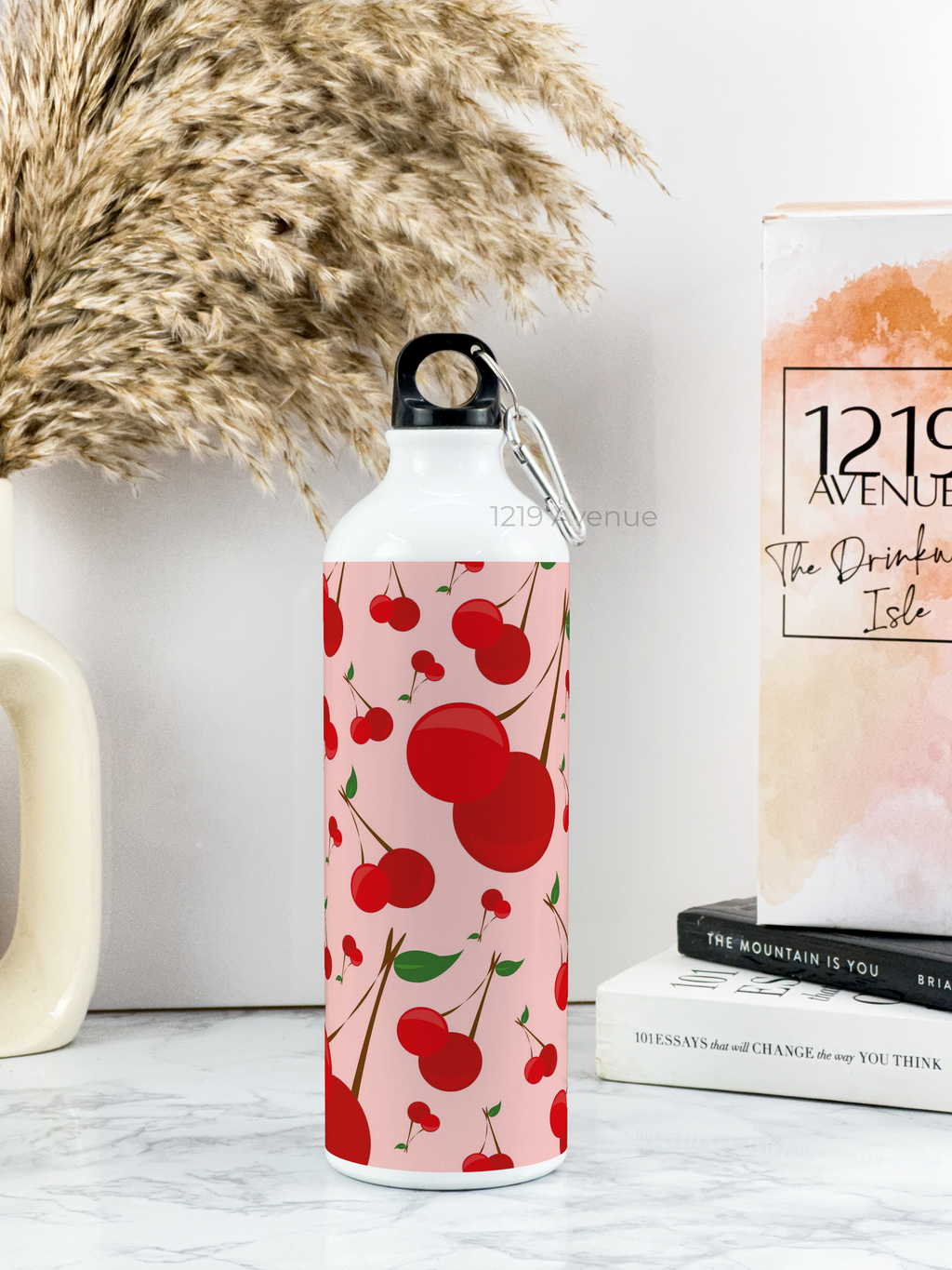 750ml Hooked-Up Water Bottle | Cherry Blast Print | Leak Proof | Printed Bottle with Carry Hook, Durable & Stylish