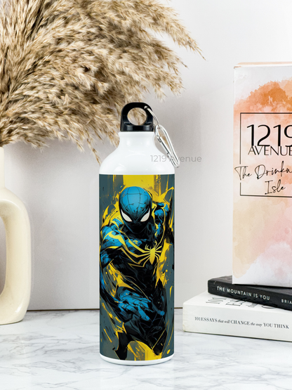 750ml Printed Hooked-Up Water Bottle |Spider-Man Print | For Kids, School, Sports | Sipper Bottle with Carry Hook, Durable & Stylish