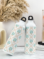 750ml Hooked-Up Water Bottle | Flower Beaut Print | Leak Proof | Printed Bottle with Carry Hook, Durable & Stylish