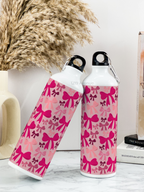 750ml Hooked-Up Water Bottle | Multi-Bows All Over Print | Leak Proof | Printed Bottle with Carry Hook, Durable & Stylish
