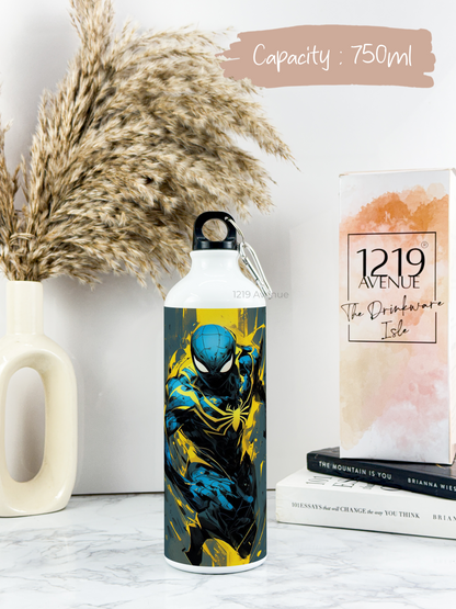 750ml Printed Hooked-Up Water Bottle |Spider-Man Print | For Kids, School, Sports | Sipper Bottle with Carry Hook, Durable & Stylish