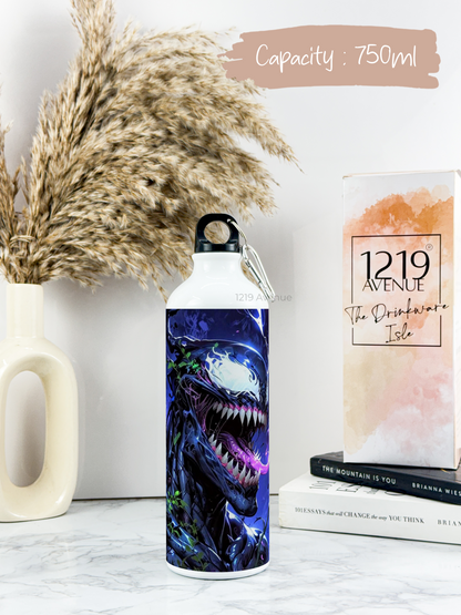 750ml Printed Hooked-Up Water Bottle |Venom Print | For Kids, School, Sports | Sipper Bottle with Carry Hook, Durable & Stylish