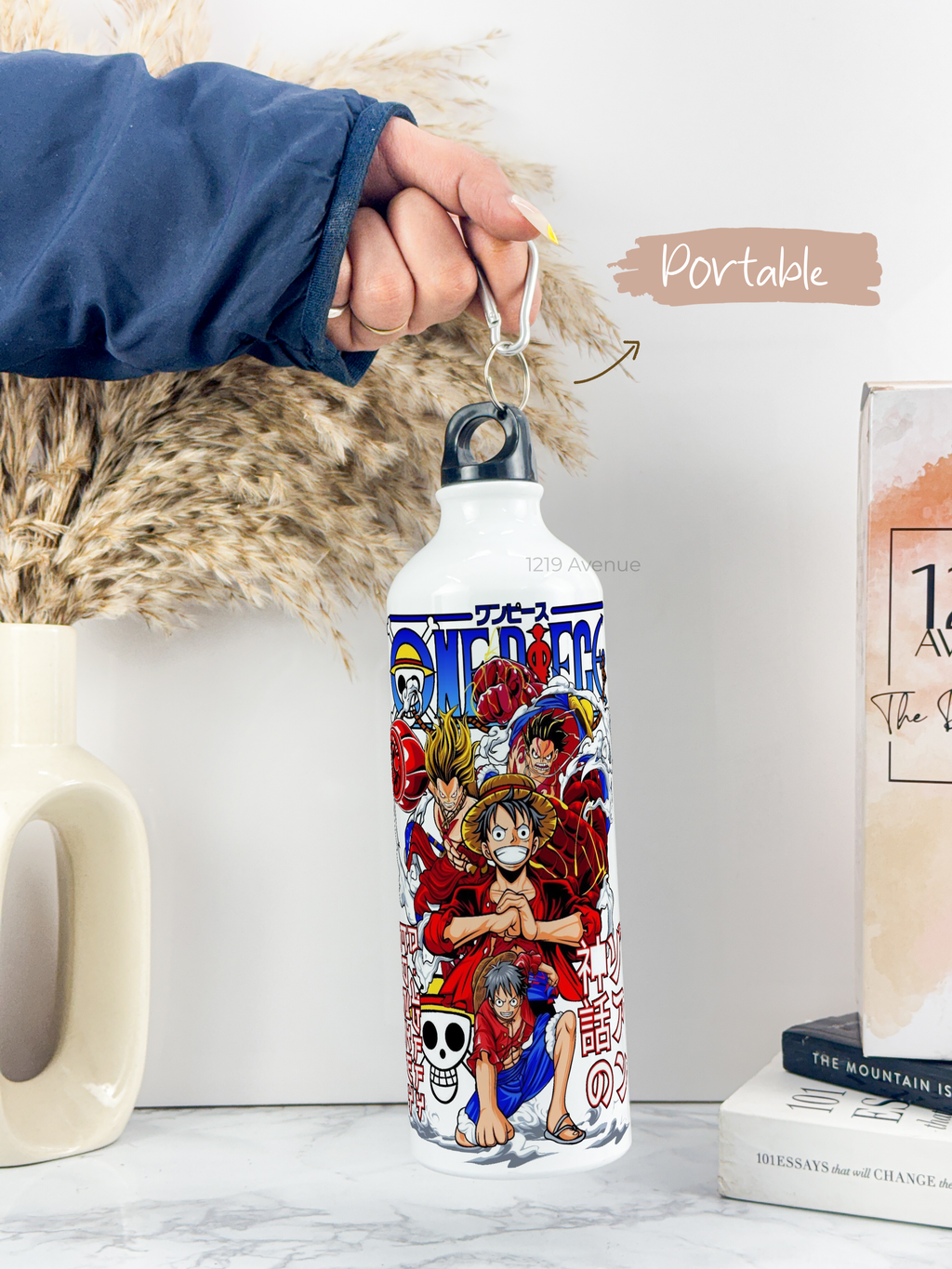 750ml Hooked-Up Water Bottle | Luffy Print | Leak Proof | Printed Bottle with Carry Hook, Durable & Stylish