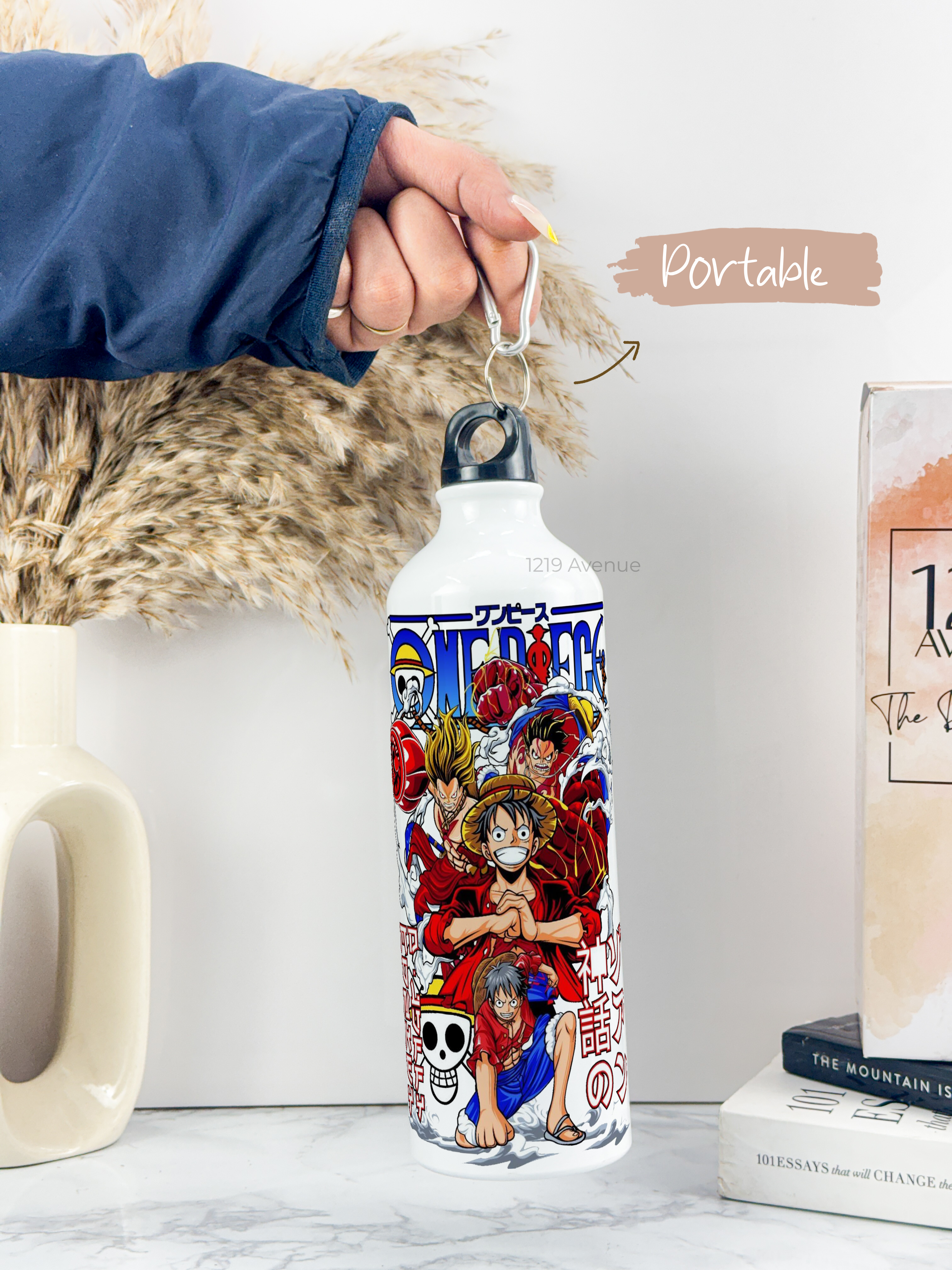 750ml Hooked-Up Water Bottle | Luffy Print | Leak Proof | Printed Bottle with Carry Hook, Durable & Stylish