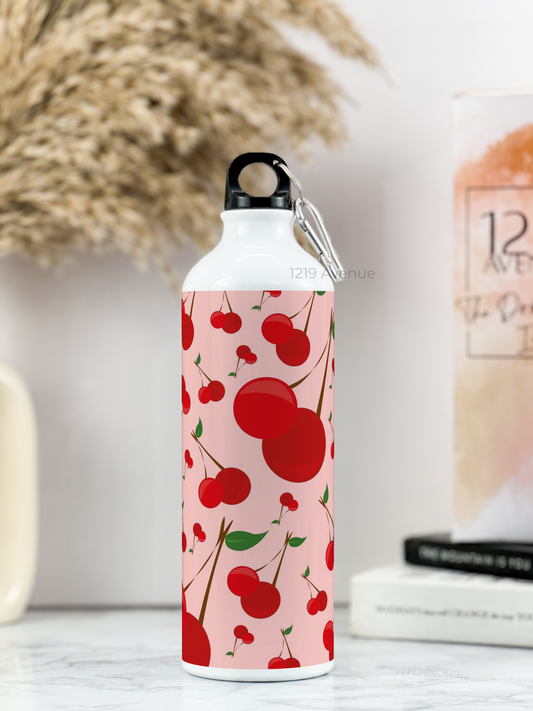 750ml Printed Hooked-Up Water Bottle | Cherry Blast Print | For Kids, School, Sports | Sipper Bottle with Carry Hook, Durable & Stylish