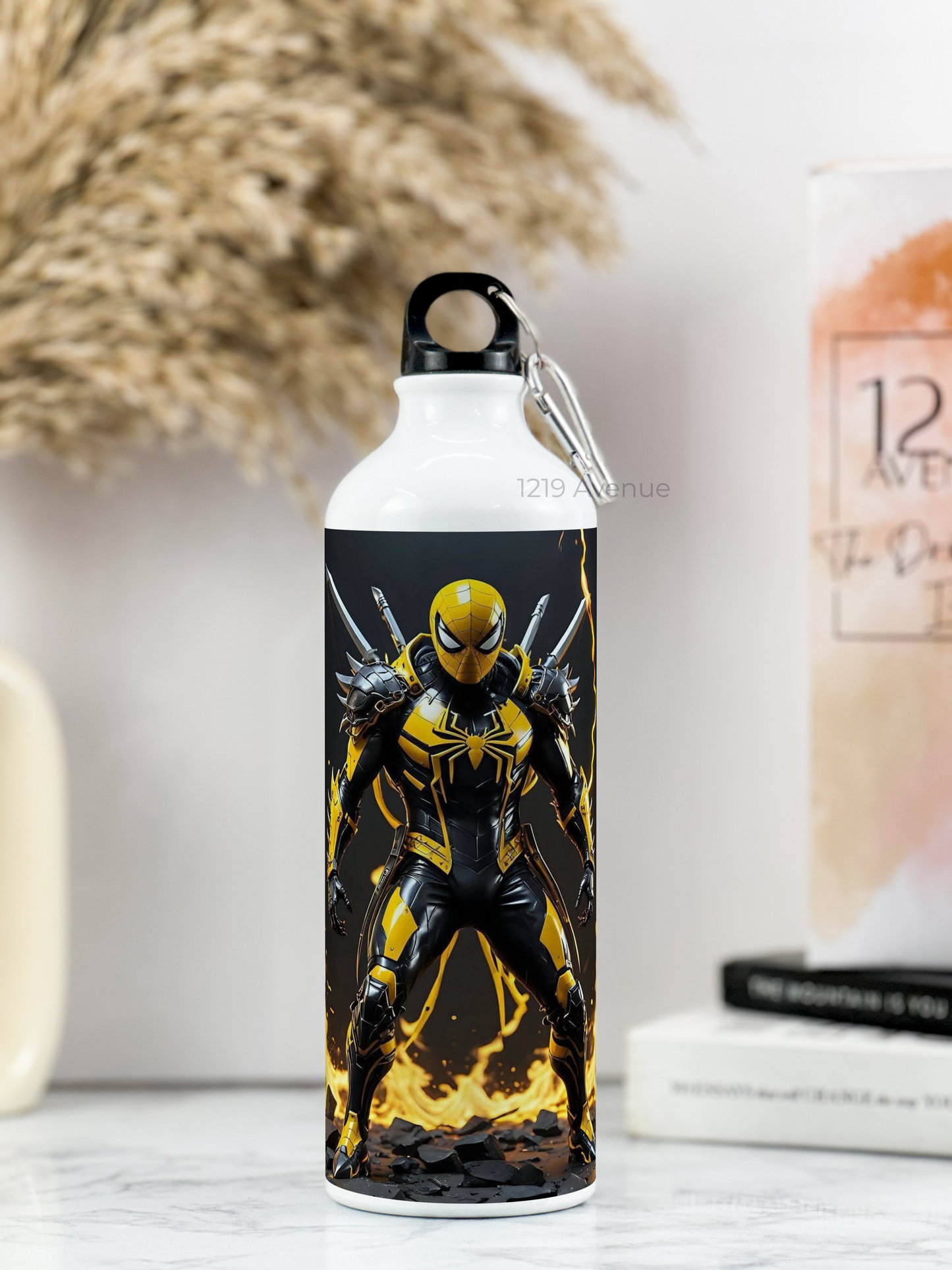 750ml Printed Hooked-Up Water Bottle |Iron Spider-Man Print | For Kids, School, Sports | Sipper Bottle with Carry Hook, Durable & Stylish