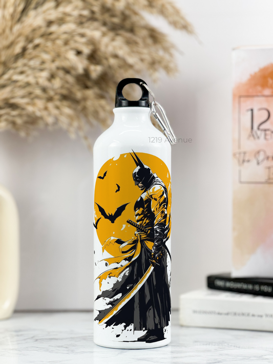 750ml Printed Hooked-Up Water Bottle | Comic-Bat Print | For Kids, School, Sports | Sipper Bottle with Carry Hook, Durable & Stylish