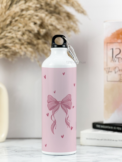 750ml Printed Hooked-Up Water Bottle | Abstract Bow Print | For Kids, School, Sports | Sipper Bottle with Carry Hook, Durable & Stylish