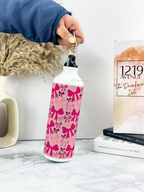 750ml Hooked-Up Water Bottle | Multi-Bows All Over Print | Leak Proof | Printed Bottle with Carry Hook, Durable & Stylish