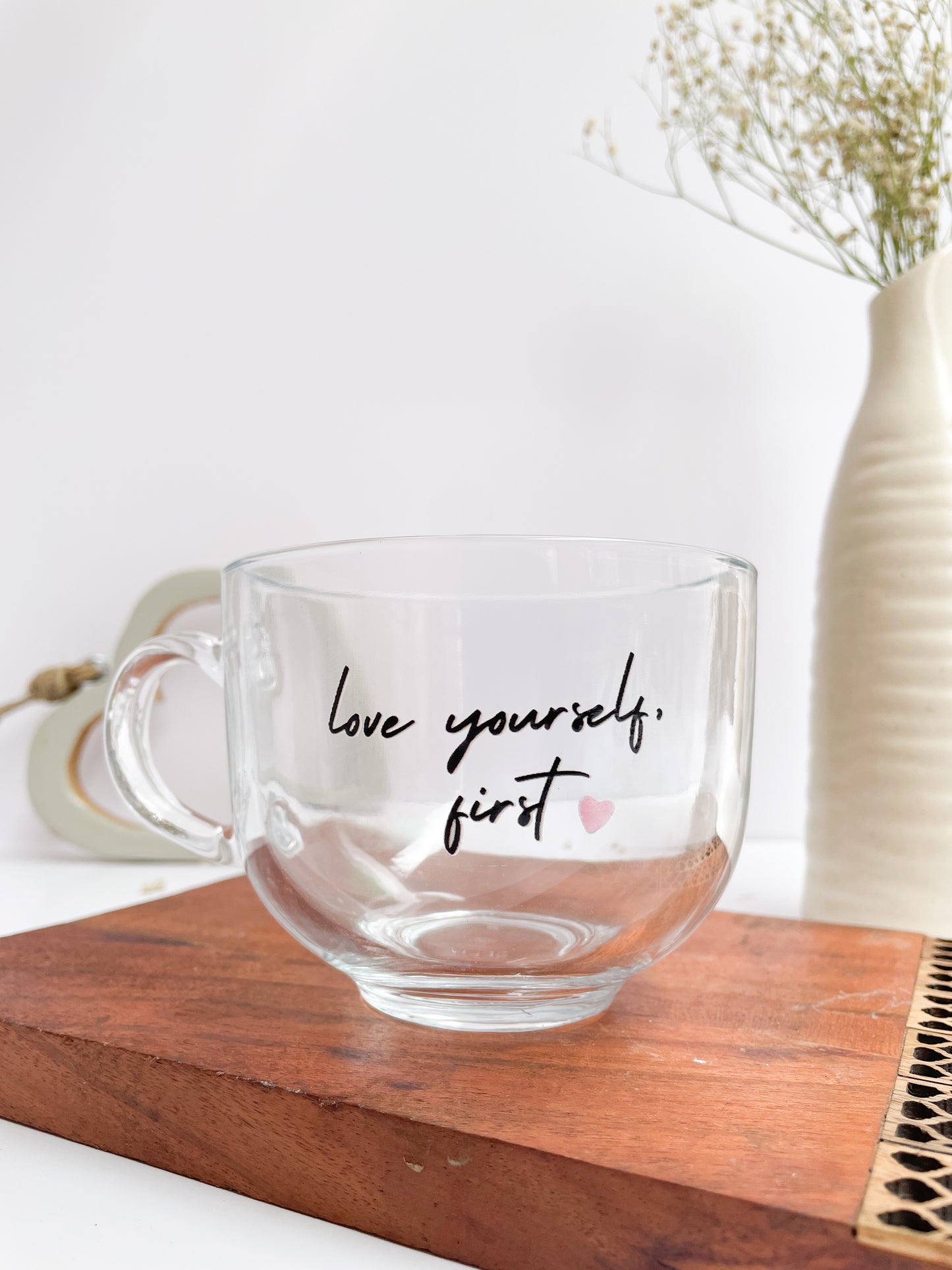 Jumbo Round Wee Cups 420ml| Love Yourself Print| 15oz Glass Cup