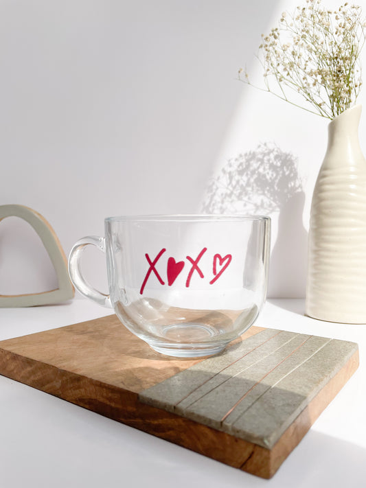 Jumbo Round Wee Cups 420ml| XOXO Print| 15oz Glass Cup