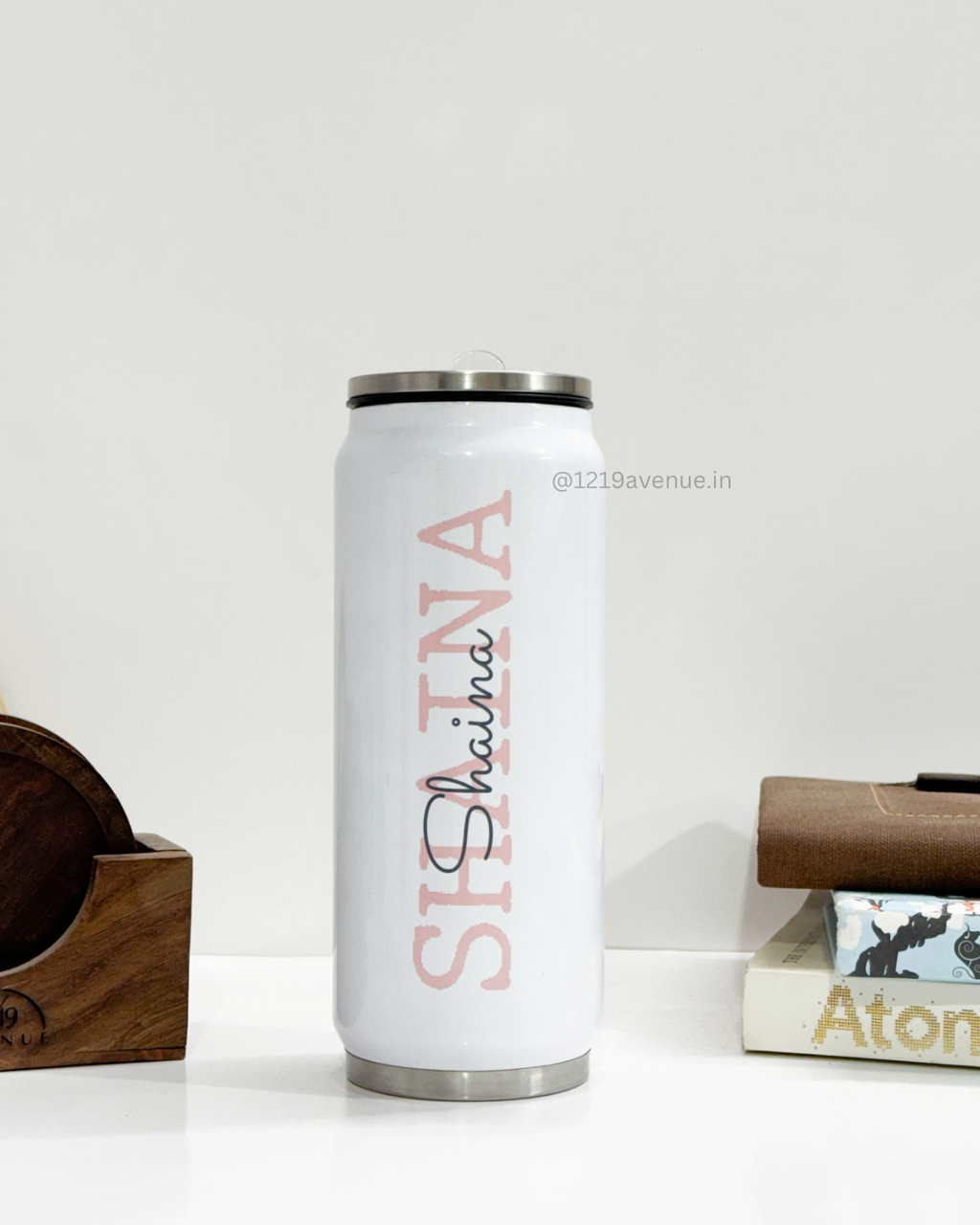 Personalized Metal Can Sipper 350ML with Straw | Signature Sip Print| Double Walled Insulated Tumbler 26oz