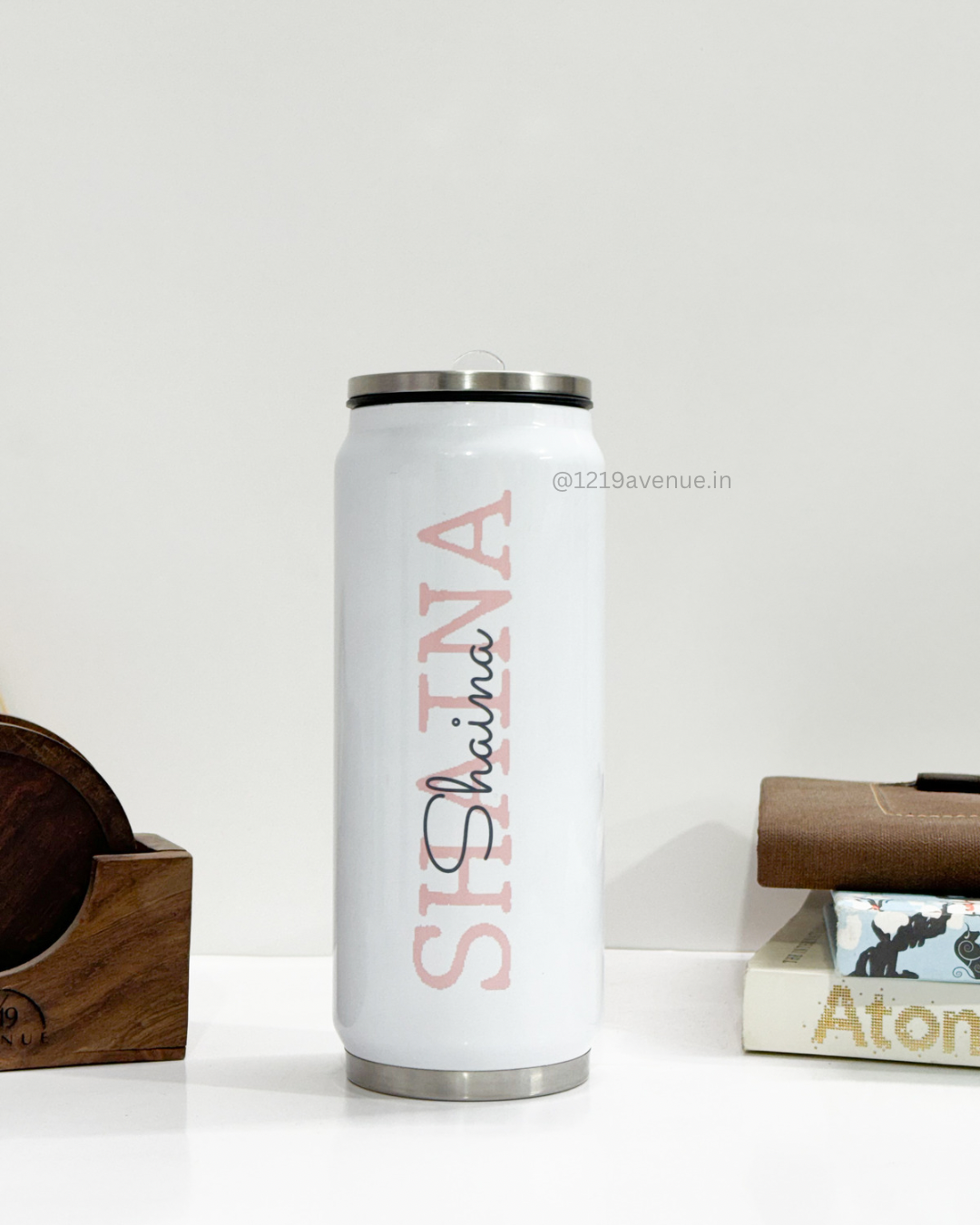 Personalized Metal Can Sipper 350ML with Silicon Straw | Signature Sip Print| Double Walled Insulated Tumbler 26oz