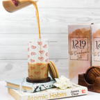 Frosted Ripple Taille Sipper 500ml| Hallu Hearts | 18oz Ripple Frosted Glass Tumbler with lid and straw